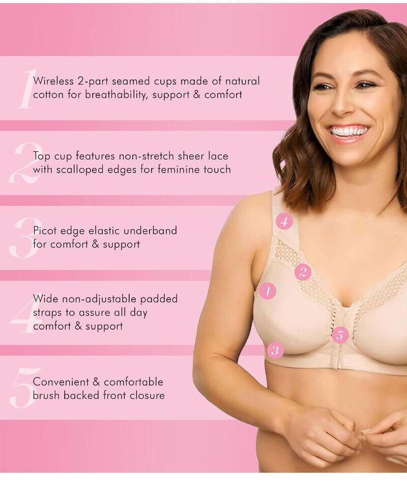 Elila Front Opening Wire-free Posture Bra - Nude - Curvy Bras