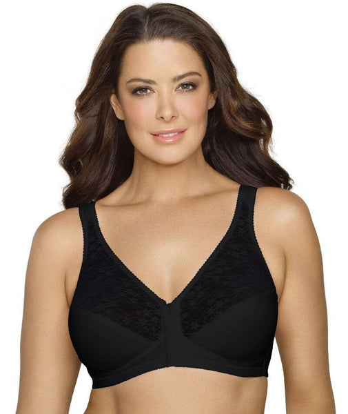 Collections Etc Exquisite Form Support Bra with Moveable Pads 46DD Black  Balconette Bra