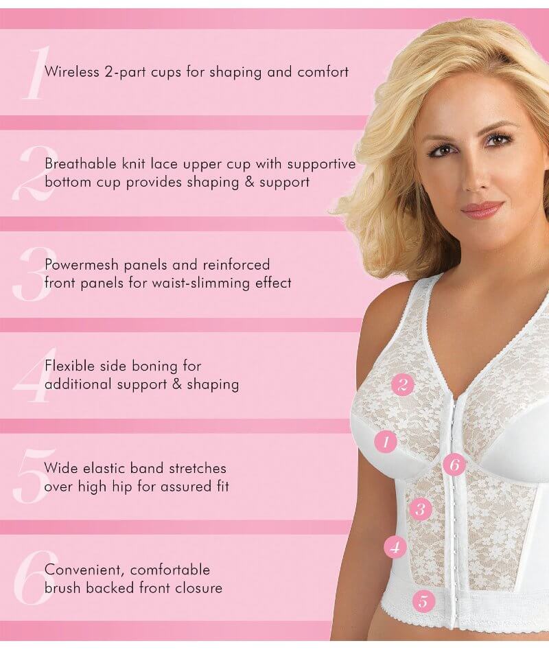 Exquisite Form Fully Front Close Wire-free Longline Posture with Lace -  Curvy Bras