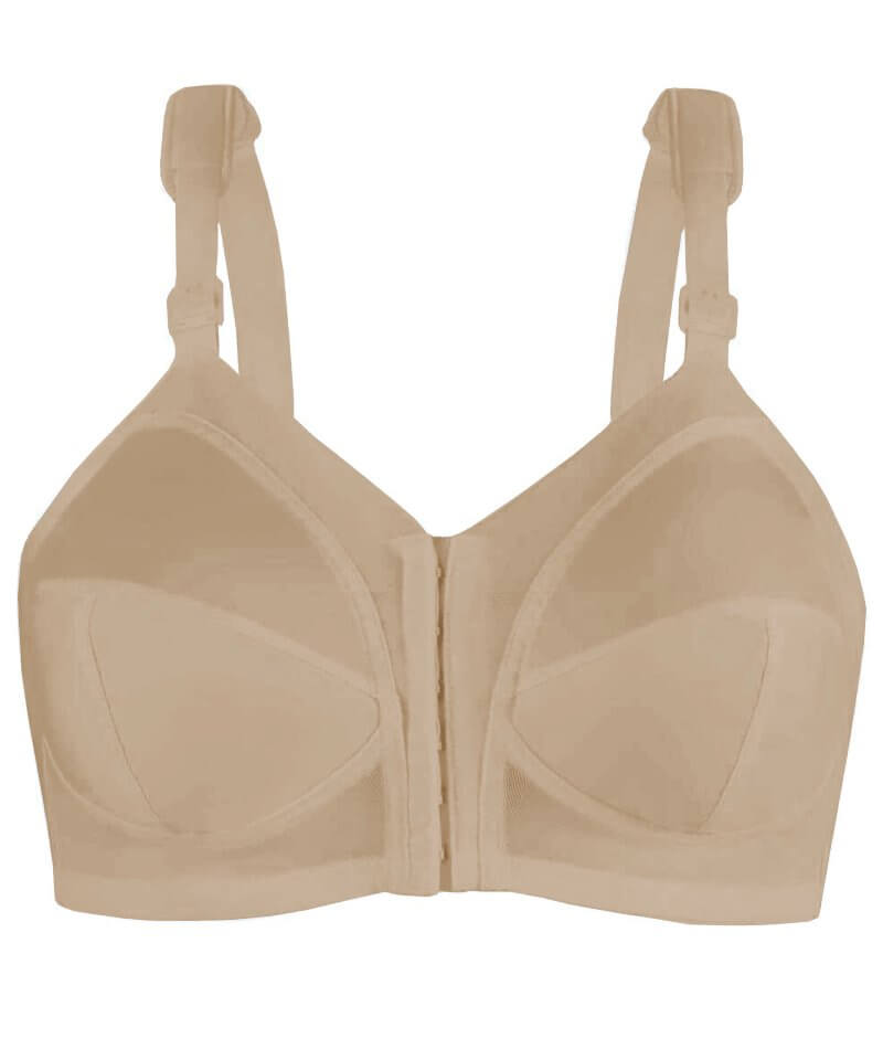 Vintage New Exquisite Form Ful-ly Front Close Full Support Wire Free Posture  Bra Beige 48DD 