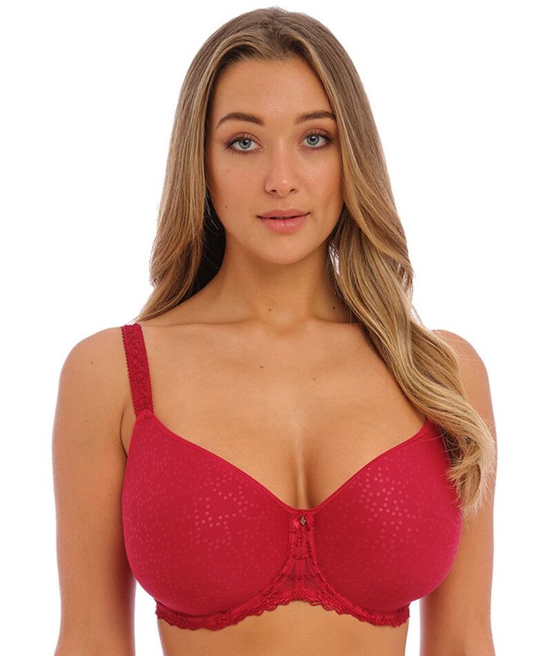 Bra with underwire and padded cups - red, Bras