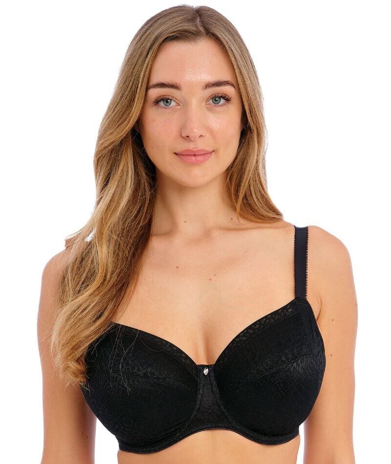 Full Cup Underwired Bra in Black - Satiny Micro-Support