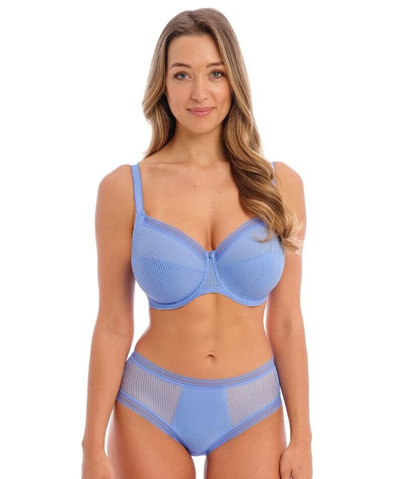 Full Cup Bra size 32H Non Padded Cool Comfort Smoothing Wings Blue