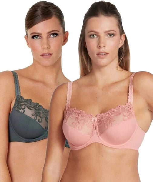 Fayreform Underwired Bra Set Gr.75G UK 34F Charcoal With L with Tulle &  Mesh