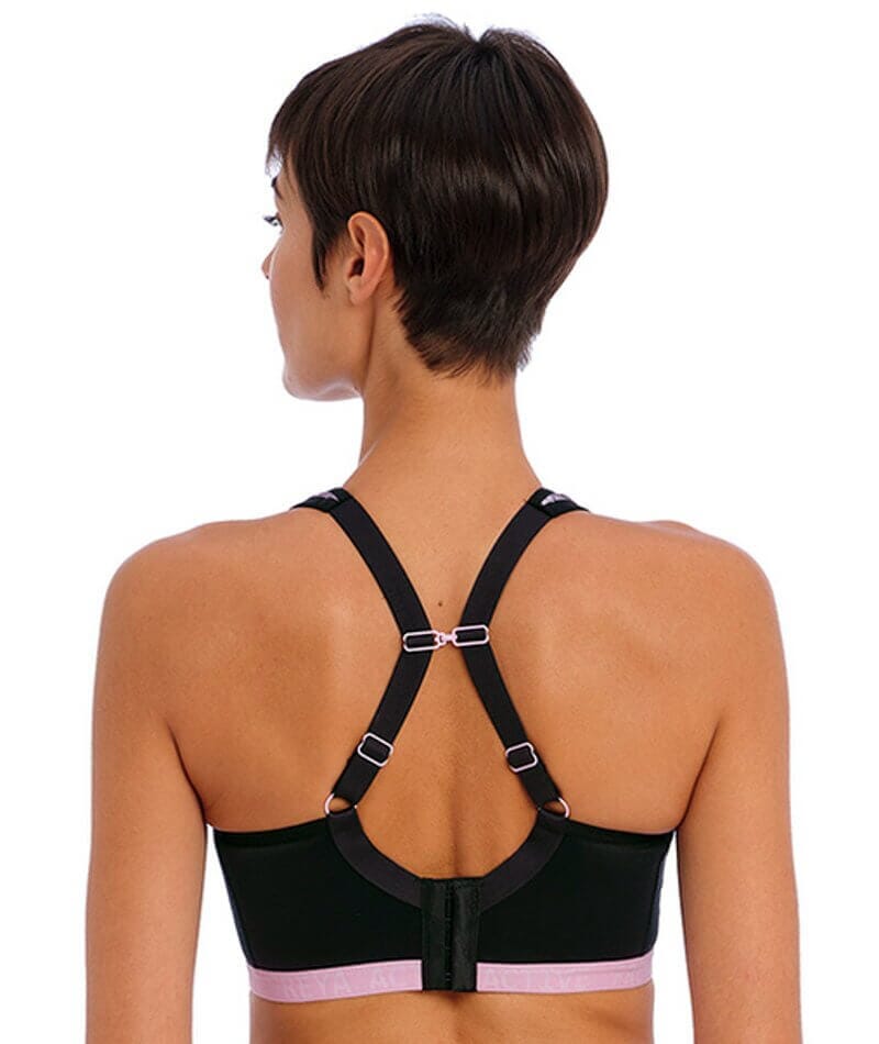 ANGOOL Women's Strappy Sports Bra with Adjustable Straps - Medium Support Longline  Wirefree Activewear Bra,2 Pack,Black+Grey,Medium