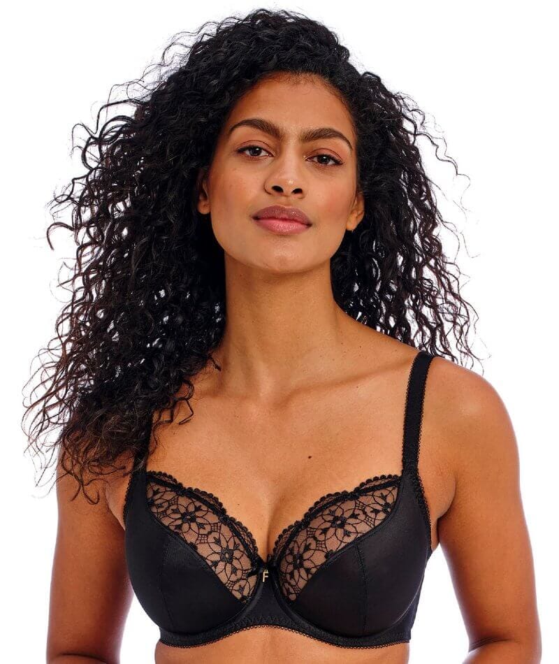 Freya Hallie Underwire Plunge Bra Black Curvy Bras