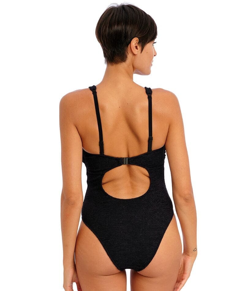 Freya BLACK Back To Black Underwire High Neck One Piece Swimsuit, US 34H