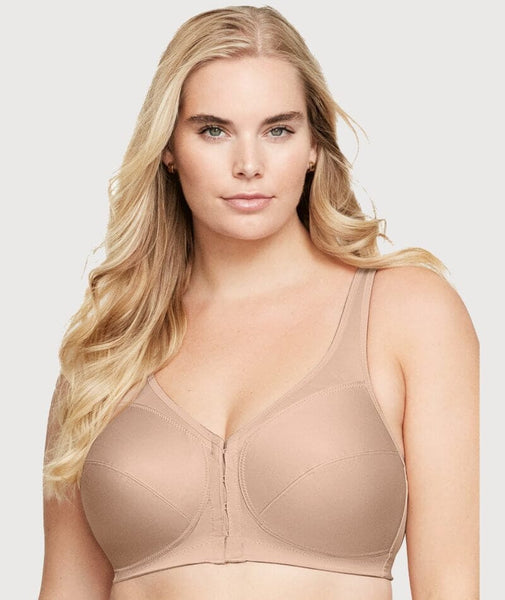 Glamorise COMFORT LIFT Bra 46D (STRETCH-STRAPS) Support (Soft Lace) Taupe  NEW