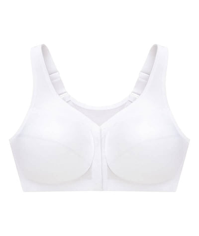 Exclare Women's Front Closure Full Coverage Wirefree Posture Back Everyday  Bra(White,38C)