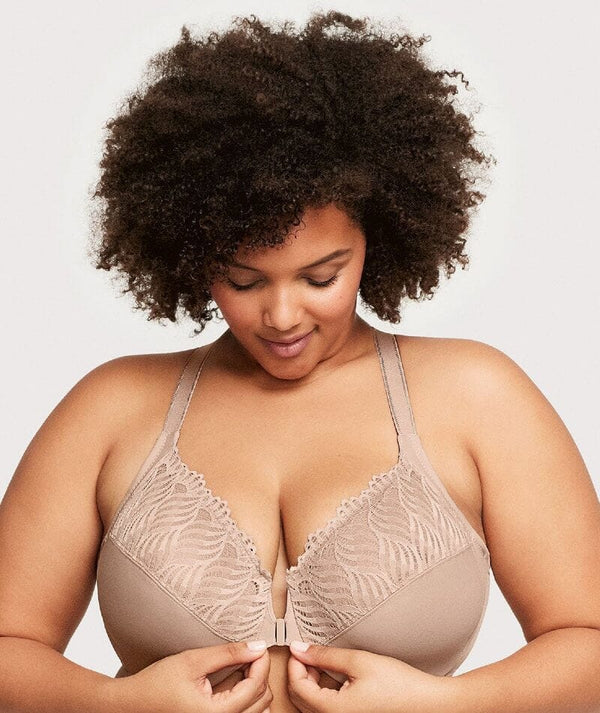 Glamorise WonderWire Front-Closure Bra - Cafe - Curvy