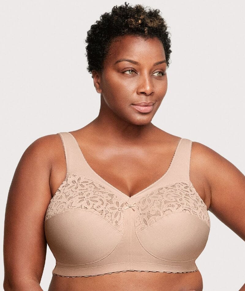 Women's Cotton Full Coverage Wirefree Non-padded Lace Plus Size Bra 42DDD 