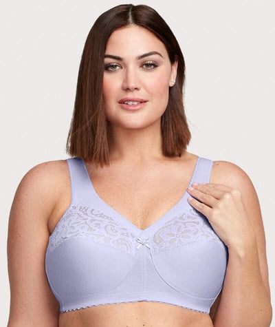 Women's Cotton Full Coverage Wirefree Non-padded Lace Plus Size Bra 46H