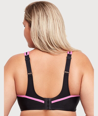 Women's Glamorise Pink, Black & Gray Patterned Wire Free Sports Bra Sz. 44D
