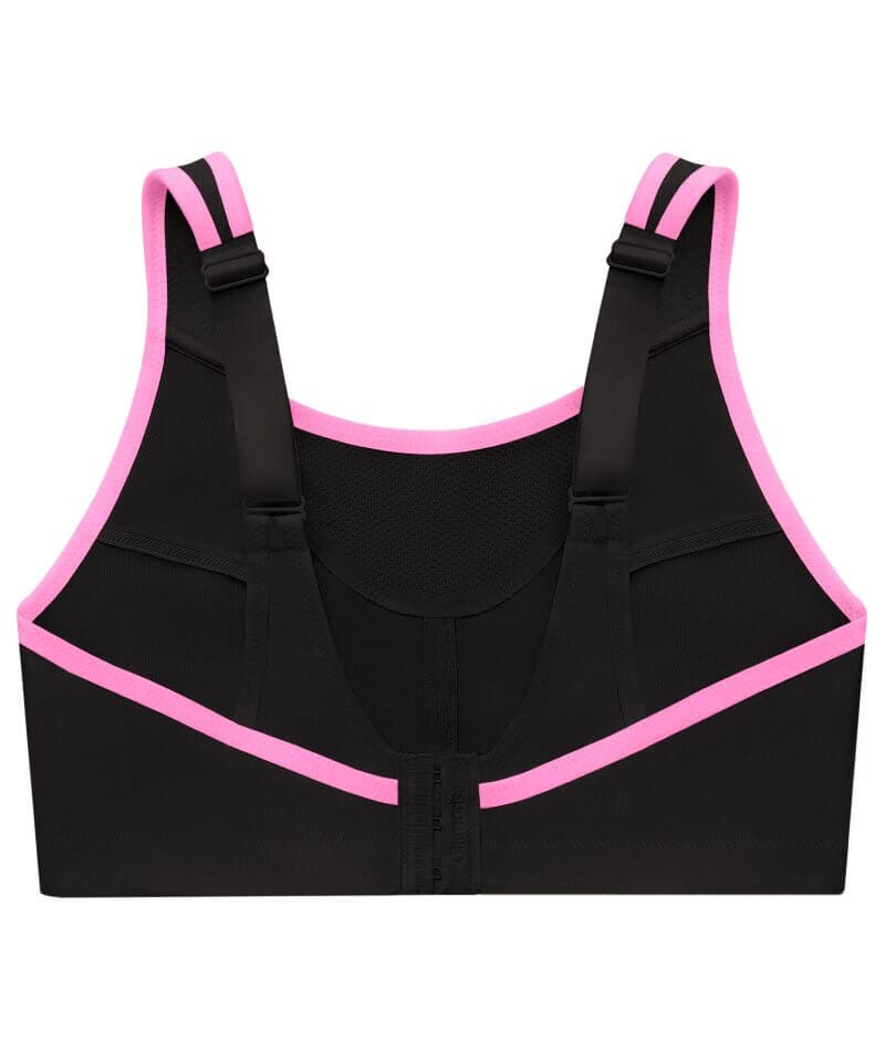 GLAMORISE Sport black & pink No-Bounce Camisole wirefree Sports Bra sz 42D  NWOT