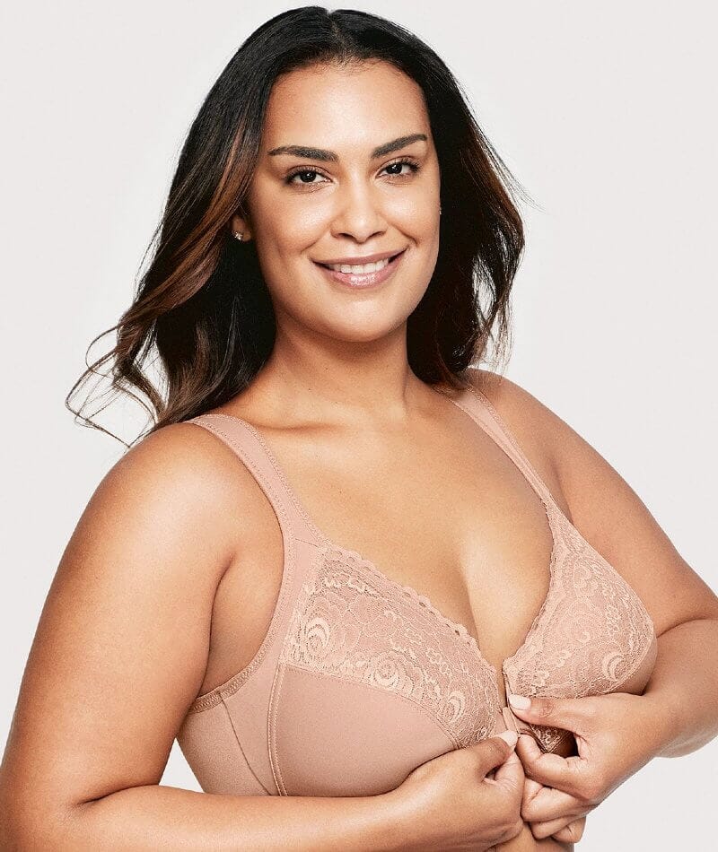 Womens Full Coverage Plus Size Floral Lace Underwired Bra Non Padded  Comfort Bra 50B Beige