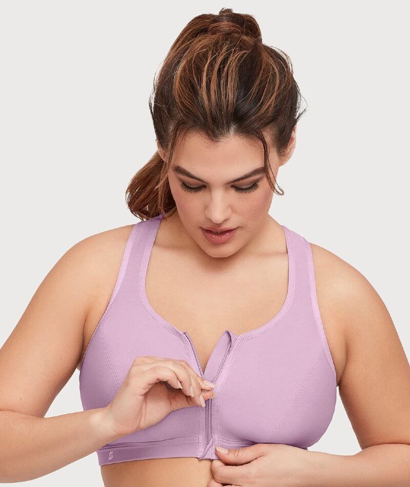 One Piece Sports Bra for Big Busted Women Supportive Zip Up Zip