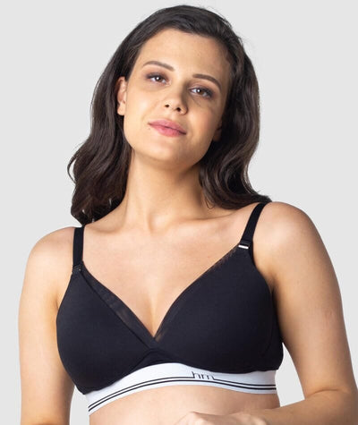 Buy Padded Non-Wired Full Figure T-shirt Bra in Black - Cotton