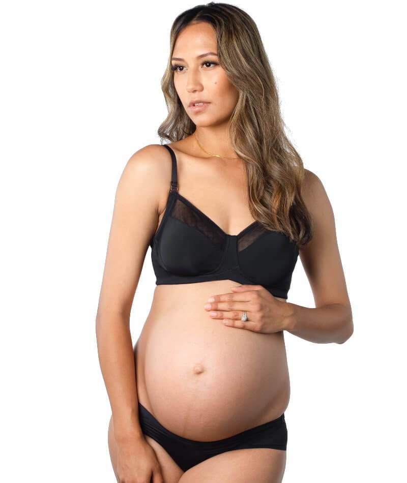 2X bonds maternity nursing breastfeeding pregnancy seamfree crop bra black  yycey