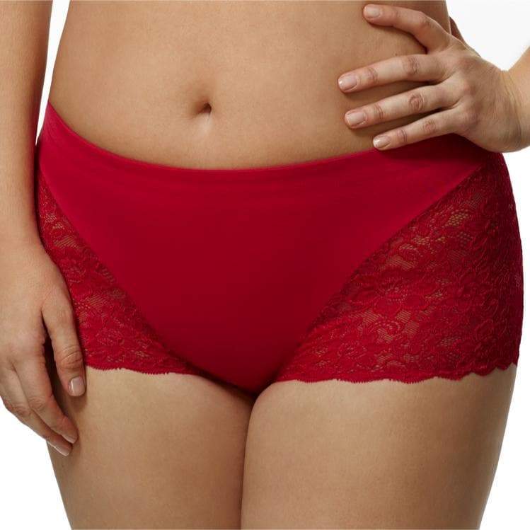 Elila Cheeky Stretch Lace Brief - Red - Curvy