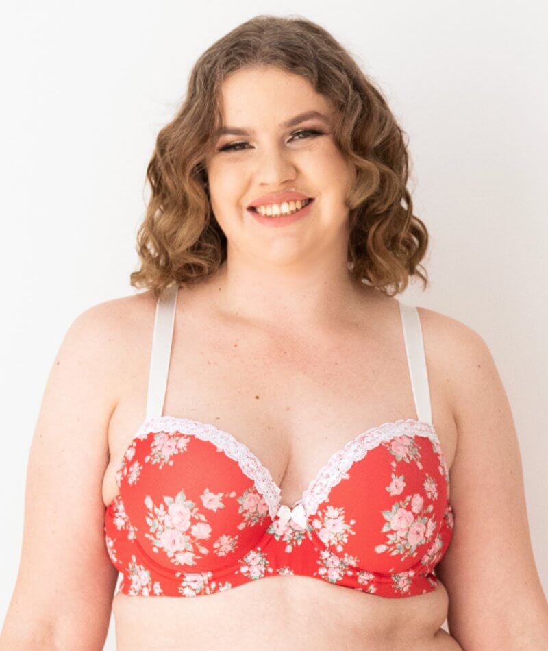 Buy Red Floral Lace Underwired Bra 40D, Bras