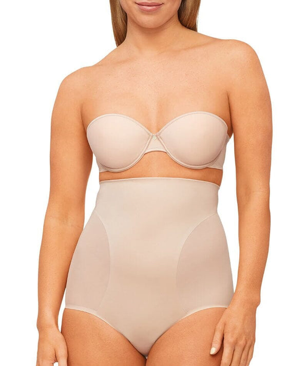 Nancy Ganz Solid And Sheer High Waisted Brief Warm Taupe Curvy Bras 