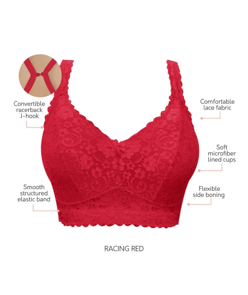 Buy Parfait Lightly Lined Wired Medium Coverage Long Line Bra - Racing Red  at Rs.735 online