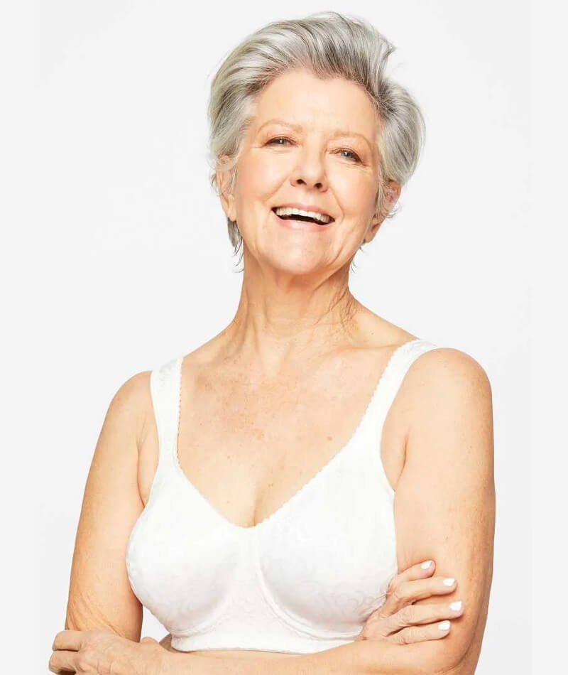 Playtex 18 Hours Bra White Us4745 Wirefree 4 Way TruSupport - Size