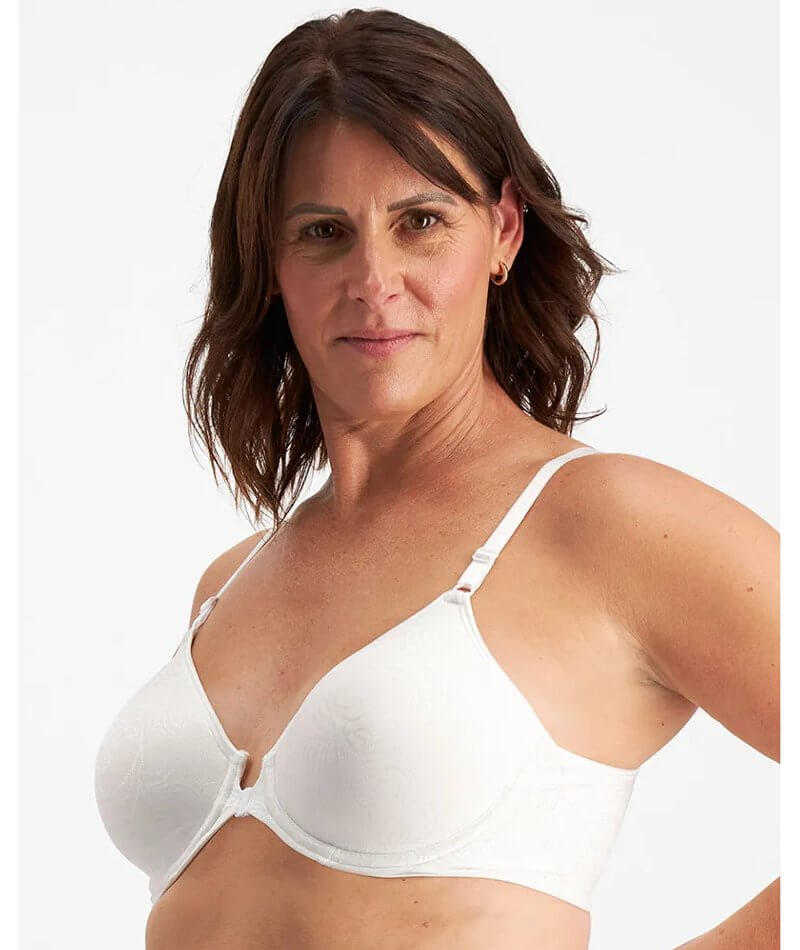 Exclare Women's Front Closure Full Coverage Wirefree Posture Back Everyday  Bra(White,36DDD)