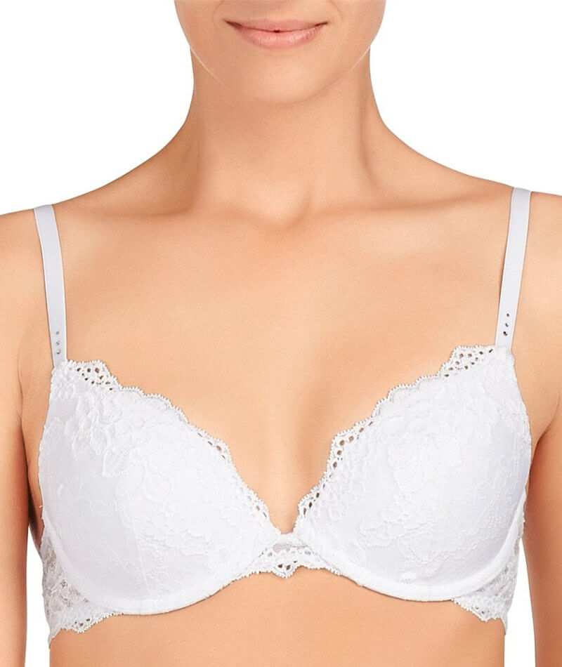 Pleasure State My Fit Lace FMO Push-Up Plunge Bra - White - Curvy Bras