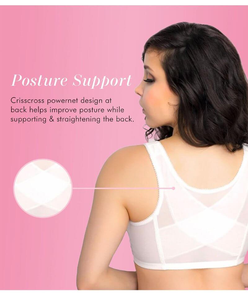 Women's Front Closure Posture Corrector Bra Back Support Wireless Bralette  44DDD