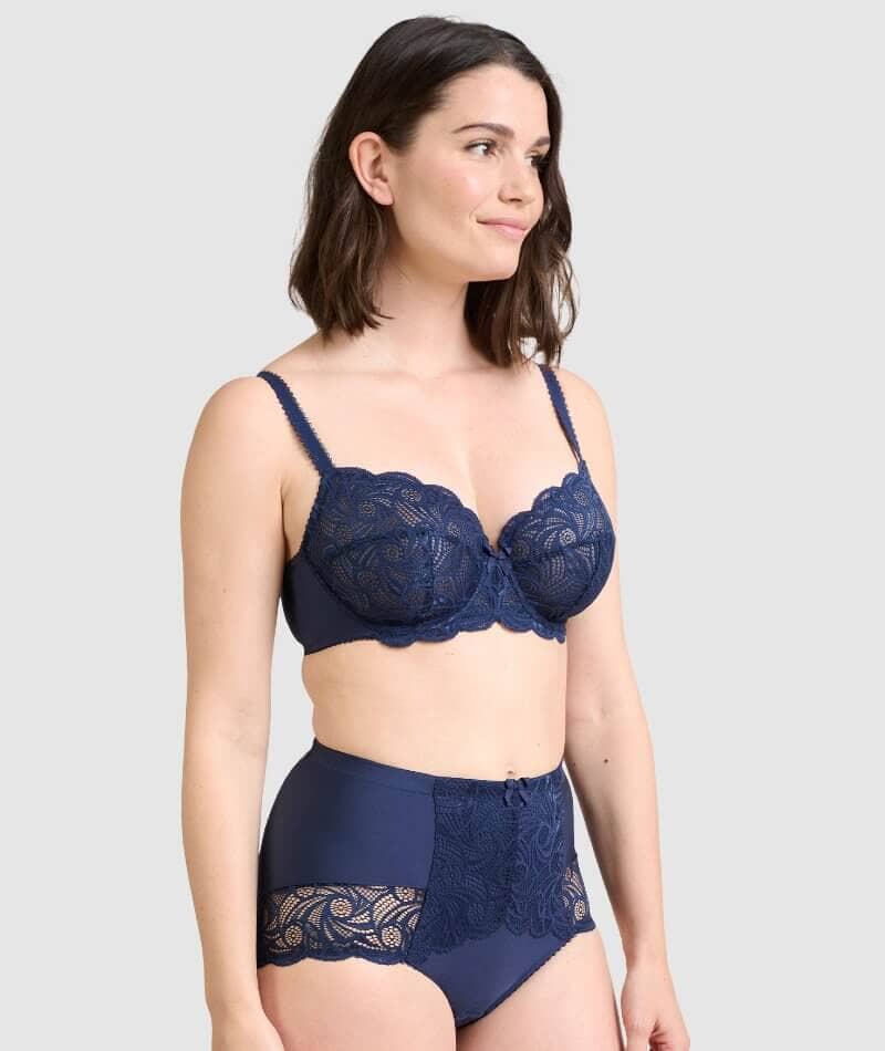 Buy Sans Complexe Attirance Wired Half Cup Lace Bra in Marine Blue