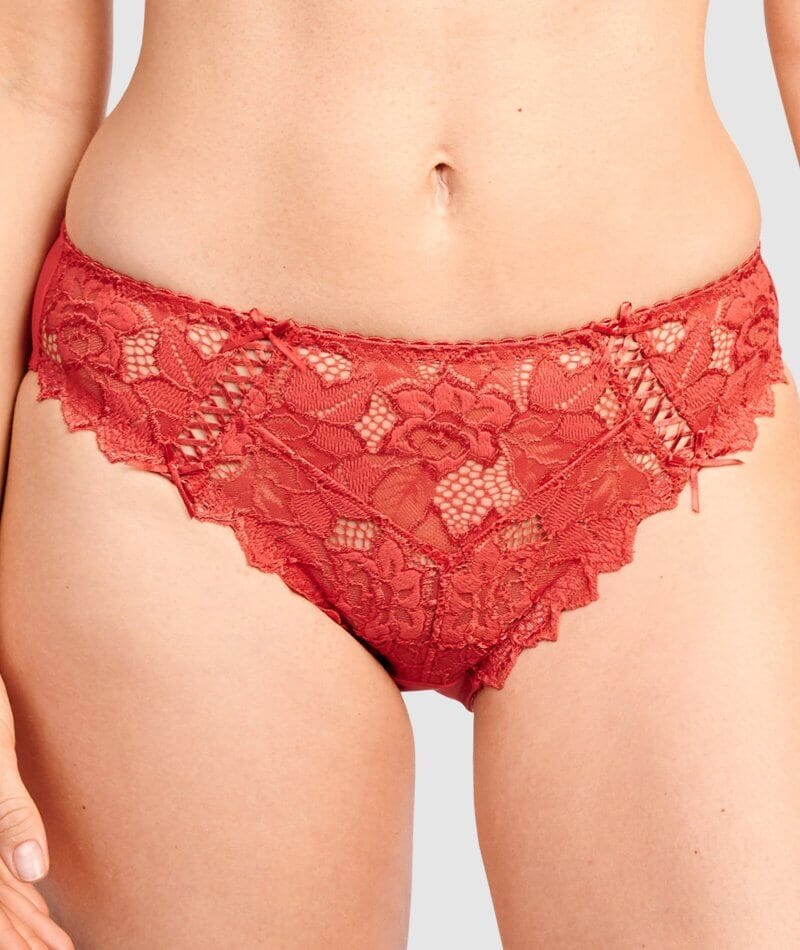 Sans Complexe Arum Microfiber and Lace Hipster Brief - Jester Red