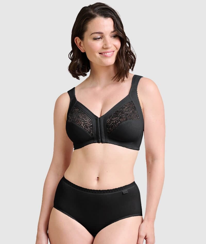 Women's Front Fastening Firm Support Non Wired Lace Bra Plus Size