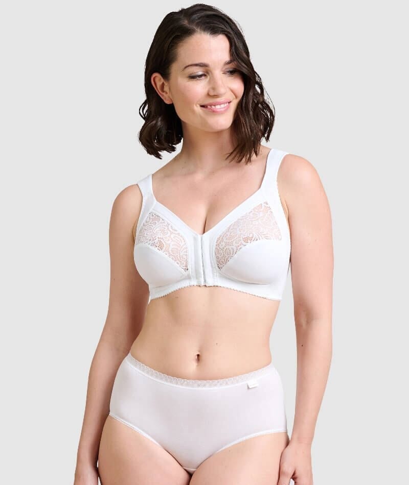 Plus Size Women's Front Fastening Bras Non Wired Wireless Support
