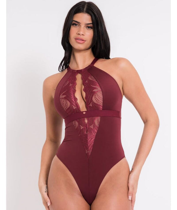 Scantilly Indulgence Stretch Lace Bodysuit - Oxblood Red
