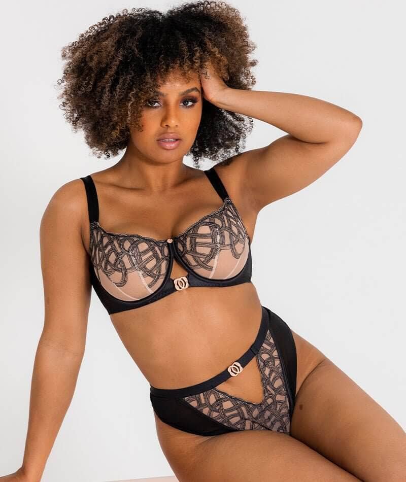 Scantilly Lovers Knot Thong - Fig/Latte Beige