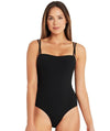 Sea Level Dark Romance Bandeau High Leg One Piece Swimsuit - Black Swim