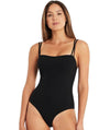 Sea Level Dark Romance Bandeau High Leg One Piece Swimsuit - Black Swim