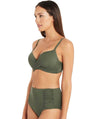 Sea Level Essentials Cross Front Moulded Underwire D-DD Cup Bikini Top - Khaki Swim