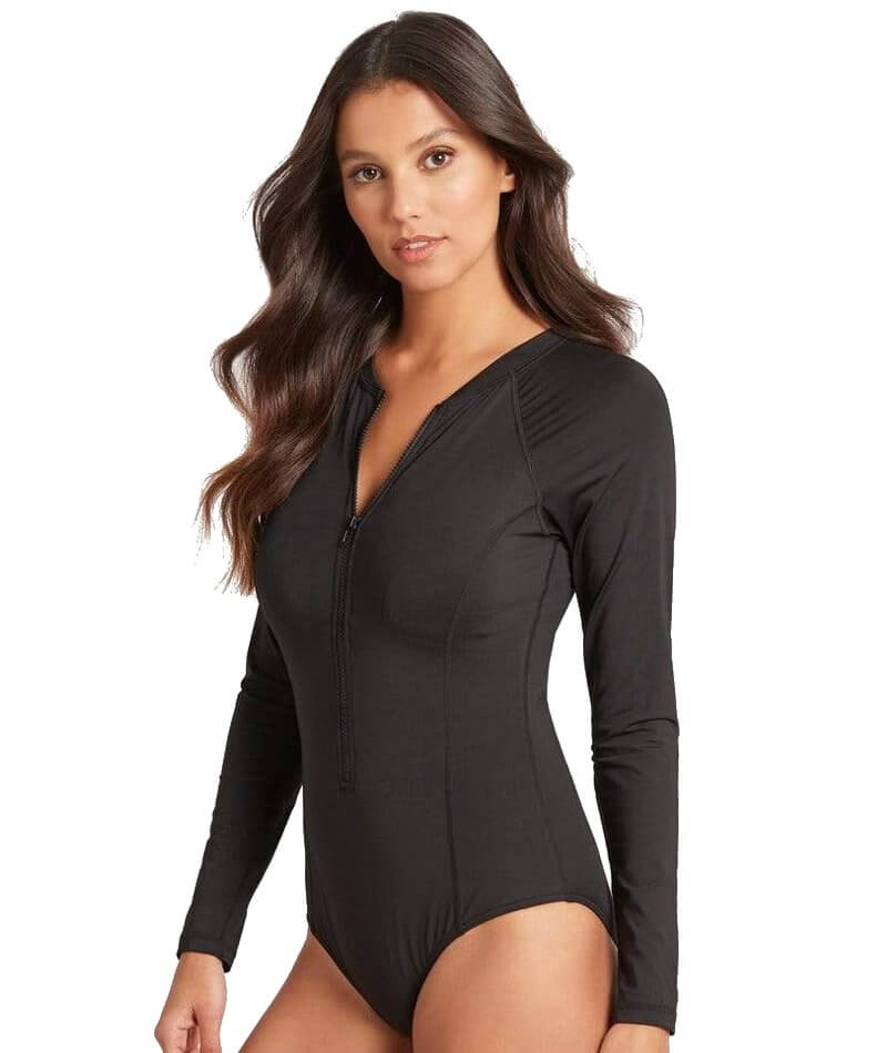 Long Sleeve One Piece Bathing Suit for Women Black