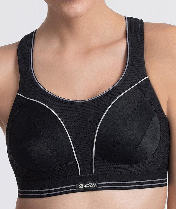 Shock Absorber Ultimate Run Bra-Black/Silver-30G at  Women's Clothing  store