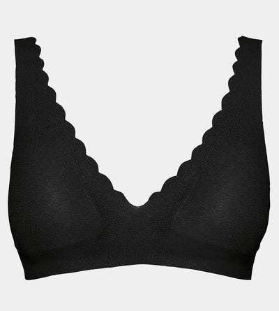 Addicted To The Feeling Textured Lace Bralette Top (Black)