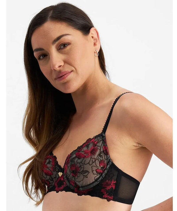 Temple Luxe by Berlei Elodie Balconette Bra - Red Floral - Curvy Bras