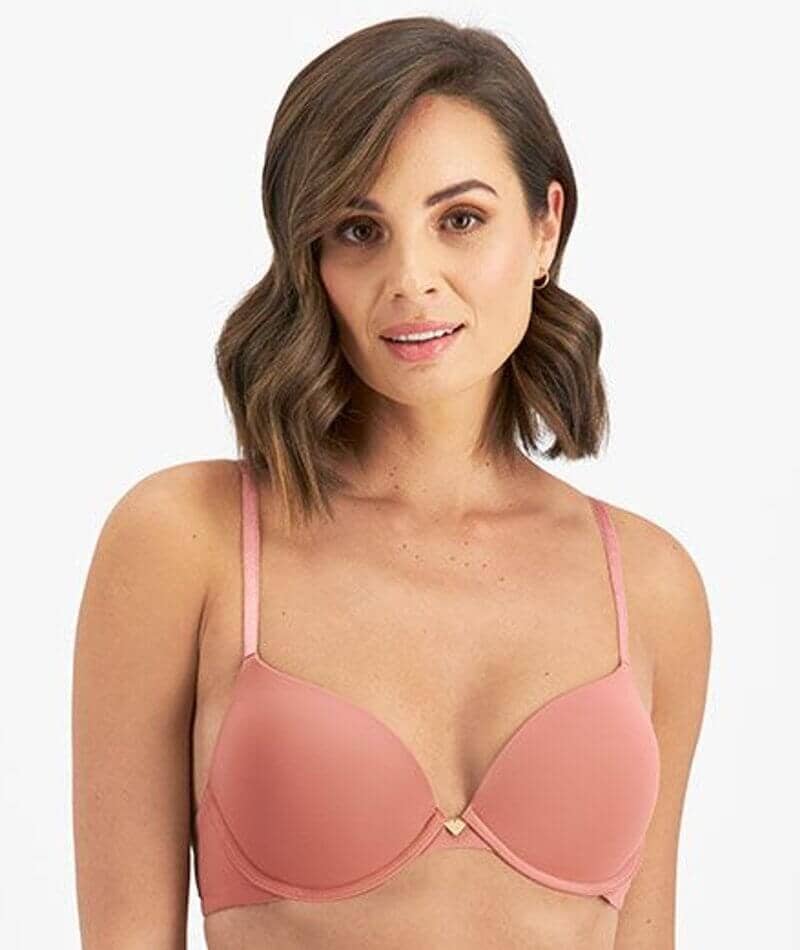 Temple Luxe Lace Push Up Bra, Pastel Rose, 10A-14DD - Lingerie Red Dot