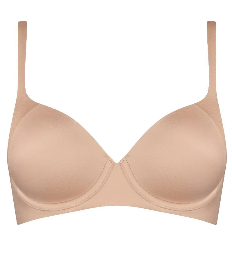 Buy Quttos Beige Solid Non Wired Lightly Padded Push Up Bra