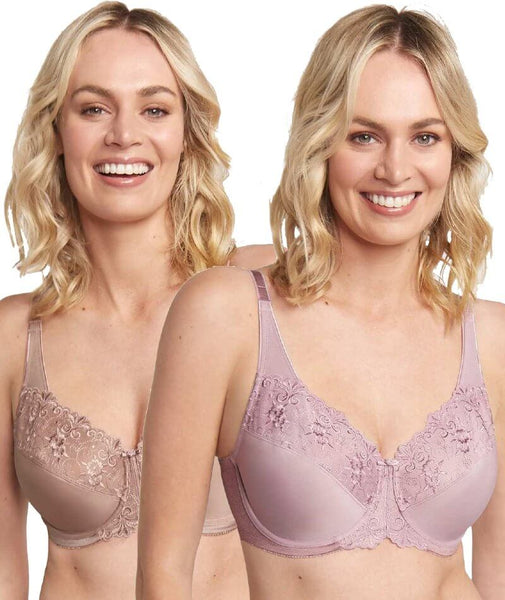 Set Of 2 Curve Muse Tan Embroidered Bras Size 40G