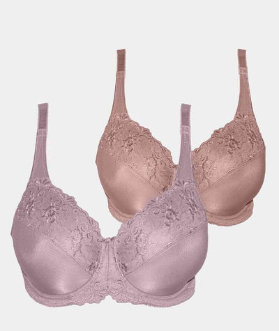 Deevaz Spacer Rich Fabric Moulded Cup Full Coverage Bra- Combo Of 3 In  Purple Skin 