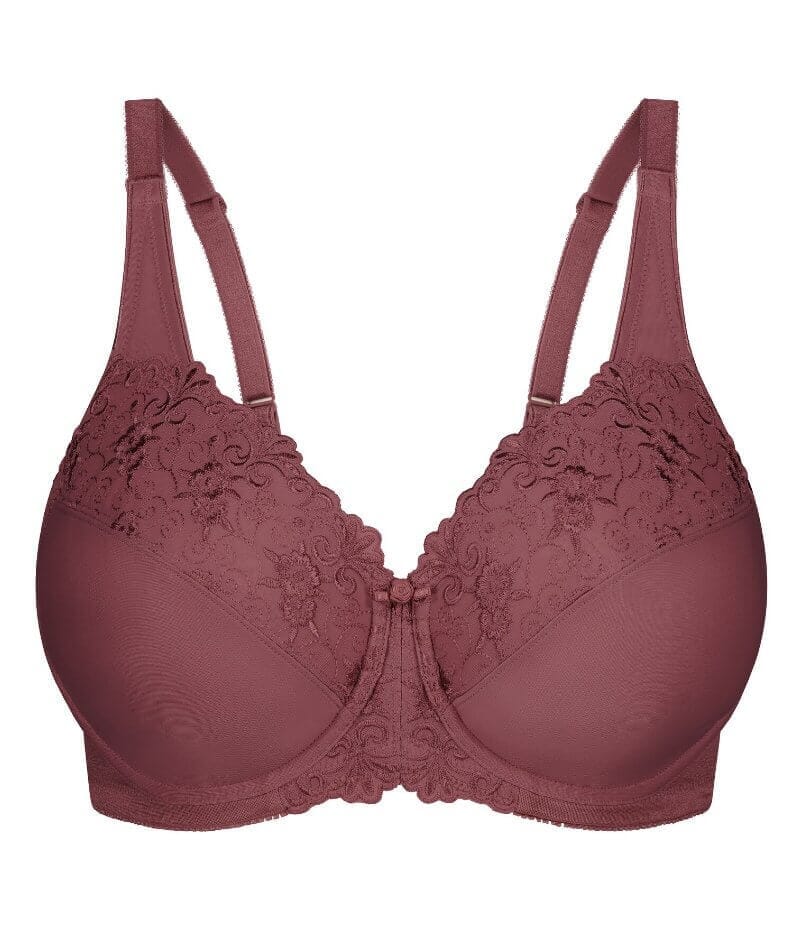 Elomi Maroon Cate Embroidered Full Cup Underwire Bra Size 40G