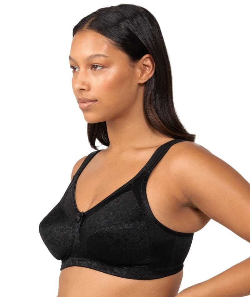 Soft, non-wired bra with padded cups - black, Bras