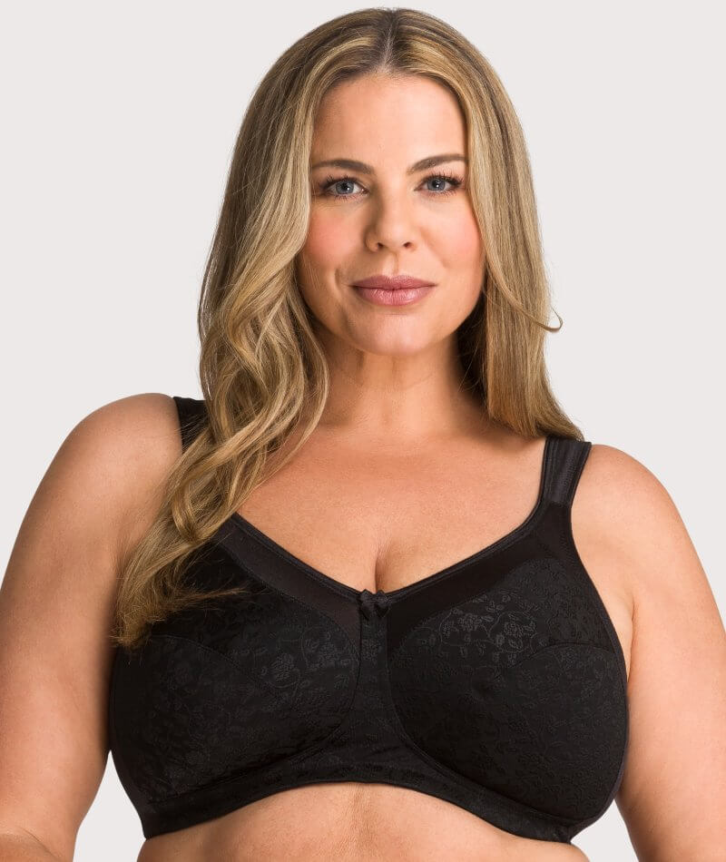 BRA PLUS SIZE GERMANY SOLID CUP UNDERWIRE SIDE WIRE BLACK 38,40,42 D,E,F CUP